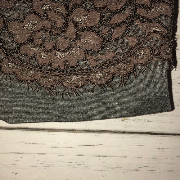Ann Taylor Lace Overlay Brown / Gray Loft Pencil Skirt - Size 4 - Picture 6 of 11